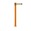 Montour Line Stanchion Belt Barrier Fixed Base Orange Post 7.5ftLight Brown Belt MSX630F-OR-LBN-75